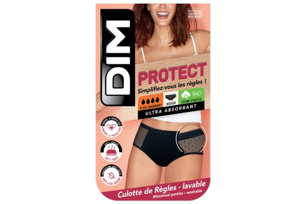 Dim Shorty menstruelle flux abondant 40-42 noir avec détail mesh