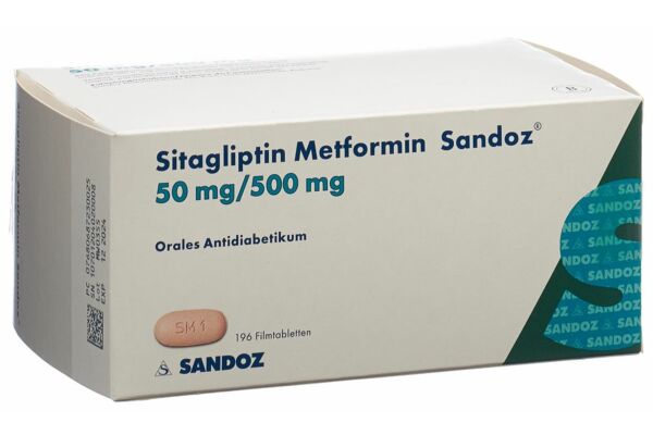 Sitagliptine Metformine Sandoz cpr pell 50mg/500mg 196 pce