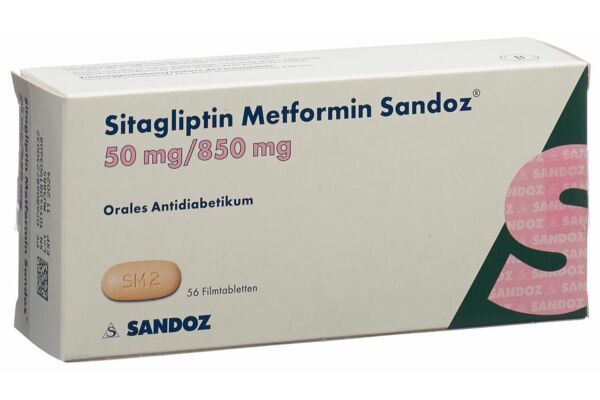 Sitagliptine Metformine Sandoz cpr pell 50mg/850mg 56 pce