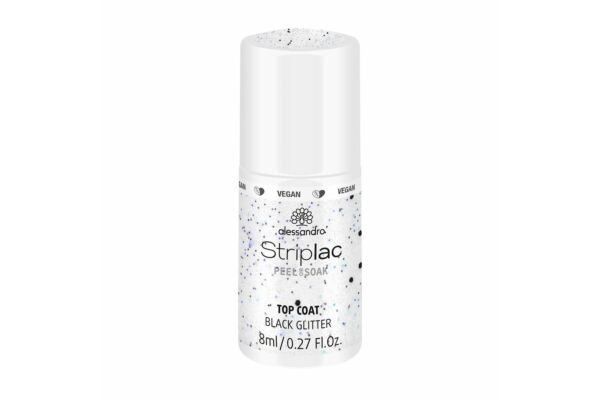 Alessandro International Striplac Top Coat Black Glitter 8 ml