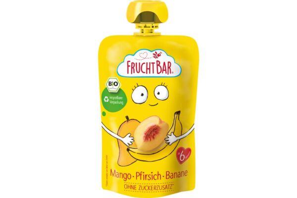 Fruchtbar purée de fruits bio mangue pêche banane sach 100 g