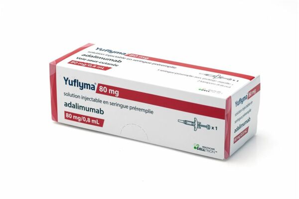 Yuflyma sol inj 80 mg/0.8ml seringue préremplie avec protège-aiguille