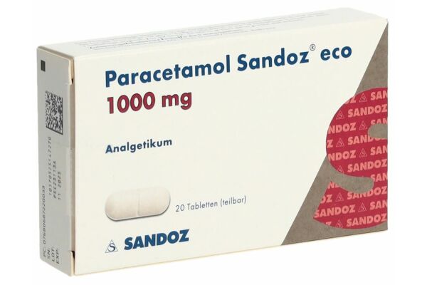 Paracétamol Sandoz eco cpr 1000 mg 20 pce