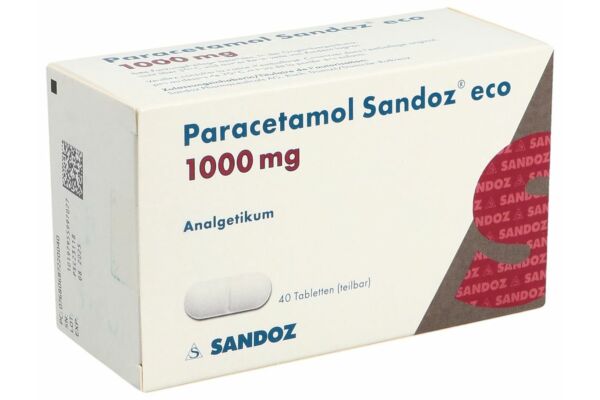 Paracetamol Sandoz eco Tabl 1000 mg 40 Stk