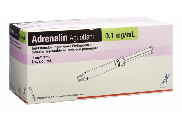 Adrenalin Aguettant Inj Lös 1 mg/10ml 10 Fertspr 10 ml