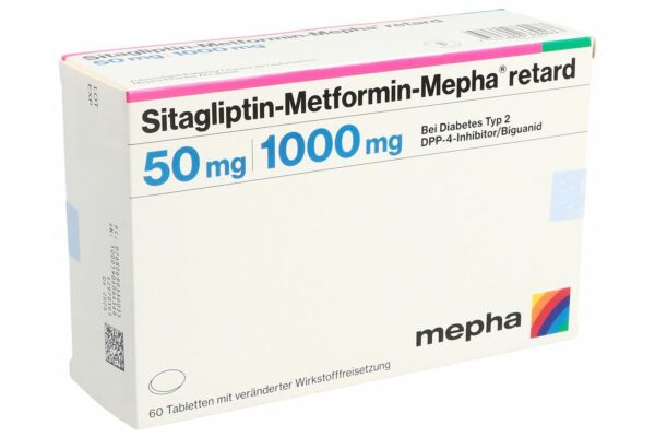 Sitagliptin-Metformin-Mepha Ret Tabl 50mg/1000mg 60 Stk