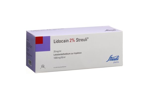 Lidocaïne Streuli 2% sol inj 1 g/50ml (flacons) 10 flac 50 ml