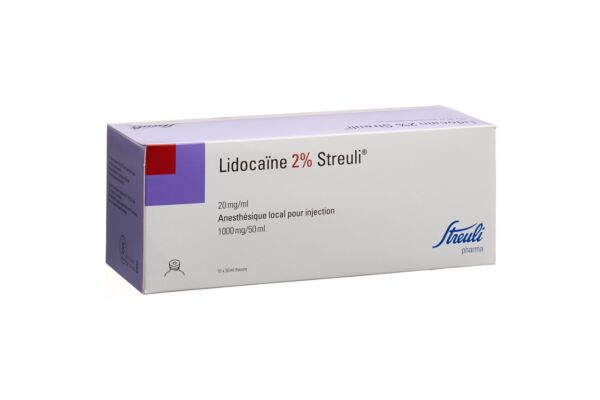 Lidocaïne Streuli 2% sol inj 1 g/50ml (flacons) 10 flac 50 ml