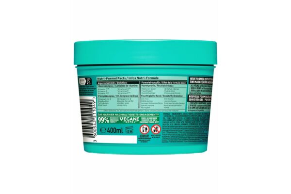 Fructis Hair Food Aloe Vera Masque hydratant 3en1 pour cheveux normaux à secs 400 ml