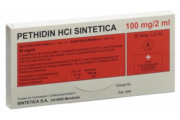 Péthidine HCl Sintetica sol inj 100 mg/2ml 10 amp 2 ml