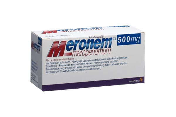 Meronem i.v. subst sèche 500 mg pour la préparation d'une solution injectable ou pour perfusion flac 10 pce