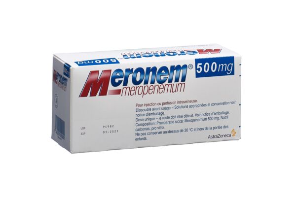 Meronem i.v. subst sèche 500 mg pour la préparation d'une solution injectable ou pour perfusion flac 10 pce