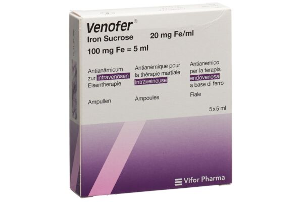 Venofer Inj Lös 100 mg/5ml 5 Amp 5 ml