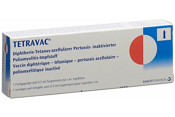 Tetravac susp inj avec 2 aiguilles séparées ser pré 0.5 ml