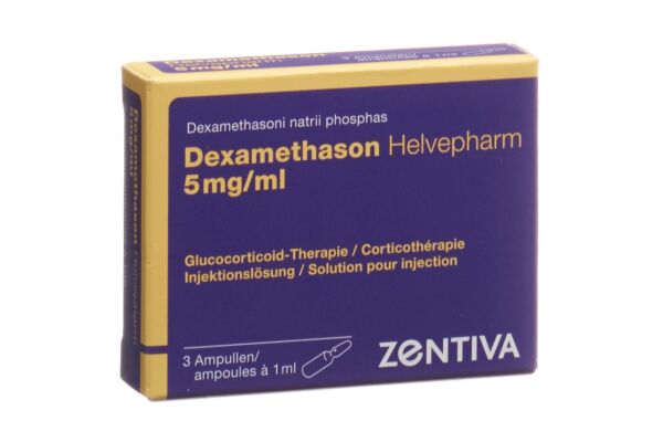 Dexaméthasone Helvepharm sol inj 5 mg/ml 3 amp 1 ml