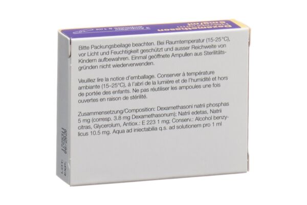 Dexamethason Helvepharm Inj Lös 5 mg/ml 3 Amp 1 ml