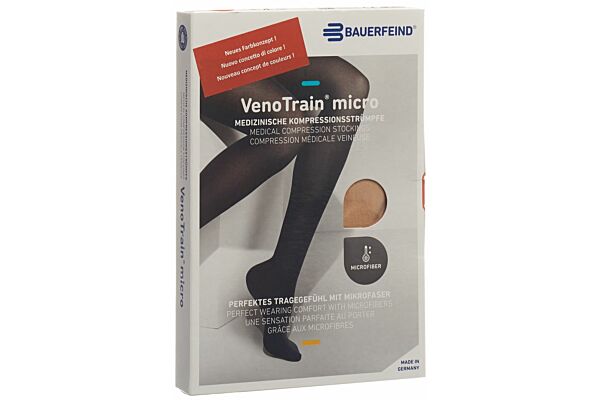 VENOTRAIN MICRO A-D CCL2 S plus/long pied fermé crème 1 paire