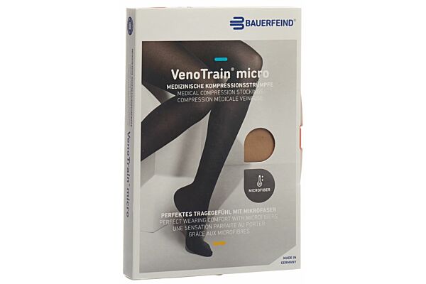 VENOTRAIN MICRO A-D CCL2 L plus/short pied fermé caramel 1 paire