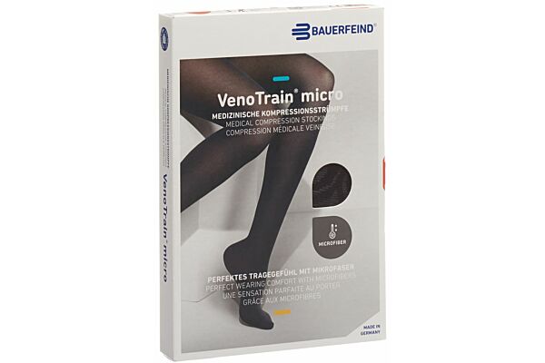 VENOTRAIN MICRO A-G CCL2 M plus/long pied fermé noir Bande dentelle 1 paire