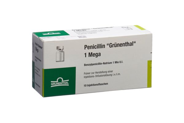 Pénicilline Grünenthal subst sèche 1 Mega vial 10 pce