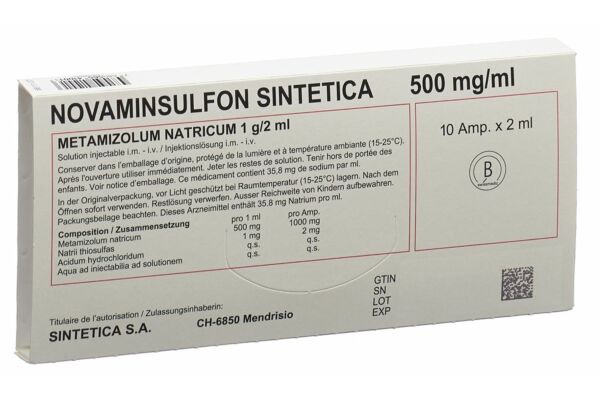 Novaminsulfon Sintetica 1 g/2ml 10 amp 2 ml