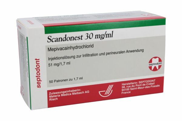 Scandonest sol inj 30 mg/ml 50 cartouche 1.7 ml