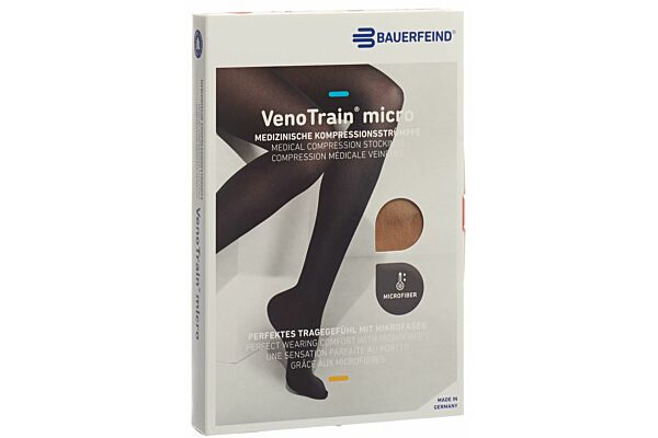 VENOTRAIN MICRO A-D KKL2 L plus/short offene Fussspitze caramel 1 Paar