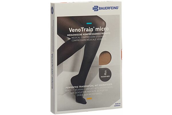 VENOTRAIN MICRO A-D KKL2 S plus/long offene Fussspitze caramel 1 Paar