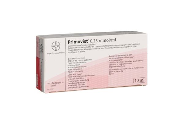 Primovist sol inj 0.25 mmol/ml ser prê 10 ml