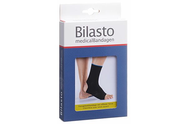 Bilasto Fussgelenkbandage M Ferse offen schwarz/blau