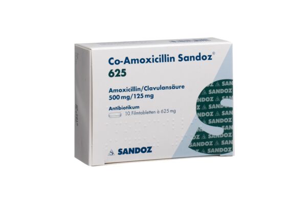 Co-Amoxicillin Sandoz Filmtabl 625 mg 10 Stk