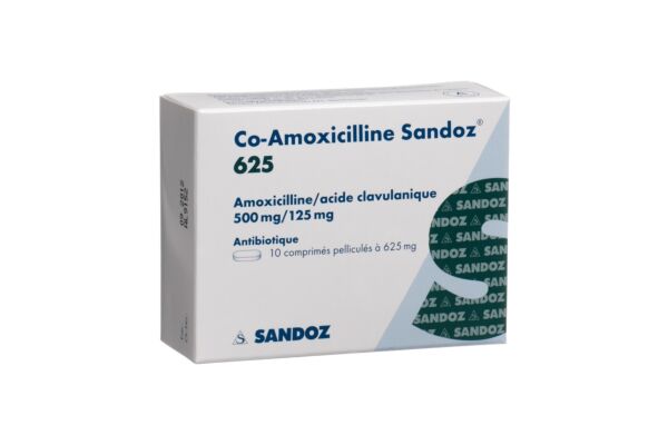 Co-Amoxicilline Sandoz cpr pell 625 mg 10 pce