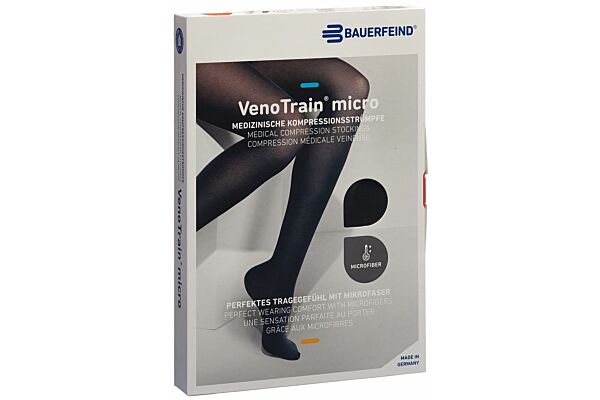 VENOTRAIN MICRO A-G KKL2 S normal/short offene Fussspitze schwarz Haftband Spitze 1 Paar