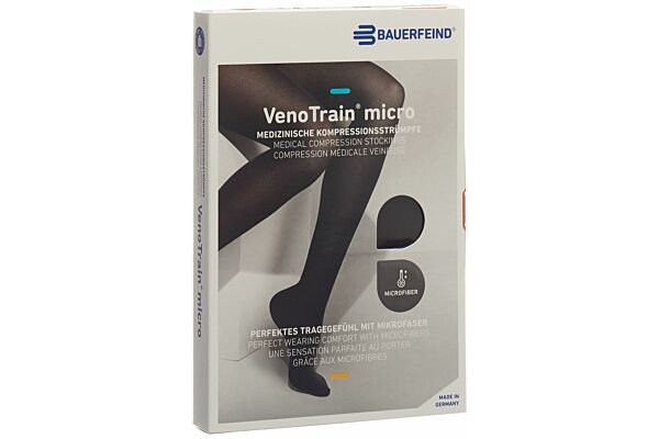 VENOTRAIN MICRO A-D KKL2 S normal/short offene Fussspitze schwarz 1 Paar