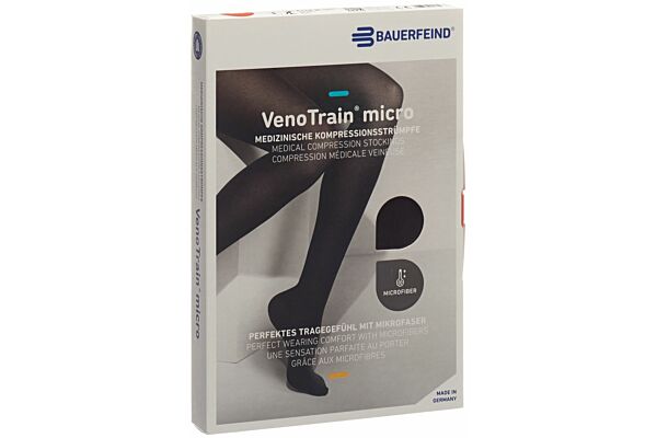 VENOTRAIN MICRO A-D KKL2 L plus/short offene Fussspitze schwarz 1 Paar