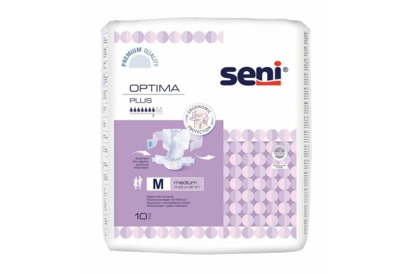 Seni Optima Plus changes complets M avec ceinture respirants tour de taille 70-105cm 7 gouttes 10 pce