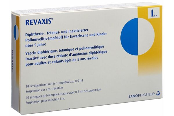 Revaxis susp inj avec 2 aiguilles séparées 10 ser pré 0.5 ml