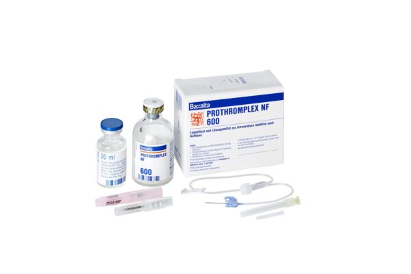 Prothromplex NF subst sèche 600 UI avec solvant flac 20 ml