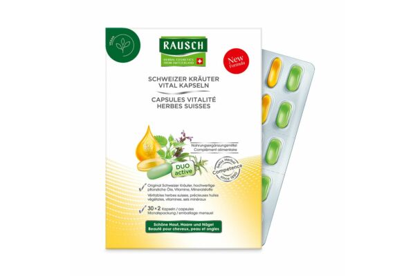 Rausch capsules vitalité herbes suisses 2 x 30 pce