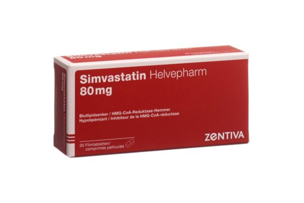 Simvastatine Helvepharm cpr pell 80 mg 30 pce