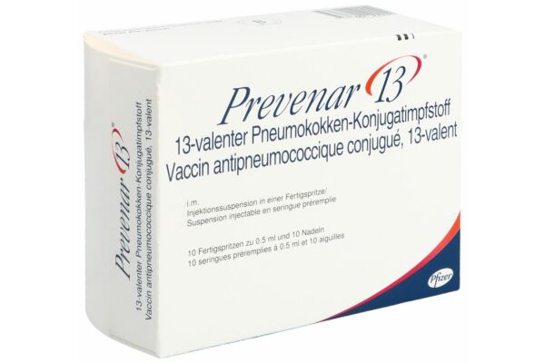 Prevenar 13 susp inj avec aiguilles 10 ser pré 0.5 ml