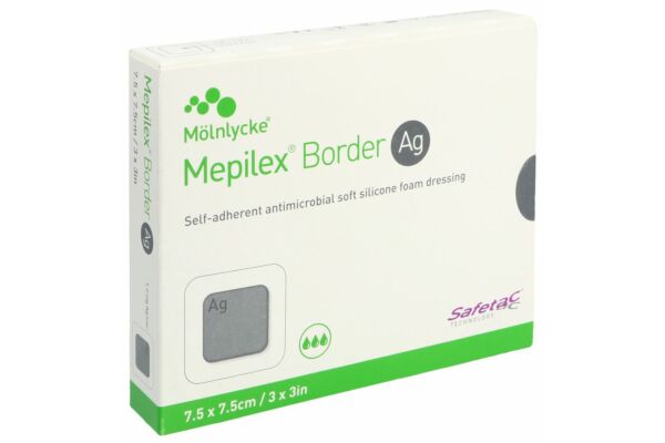 Mepilex Ag Border Schaumverband 7.5x7.5cm 5 Stk