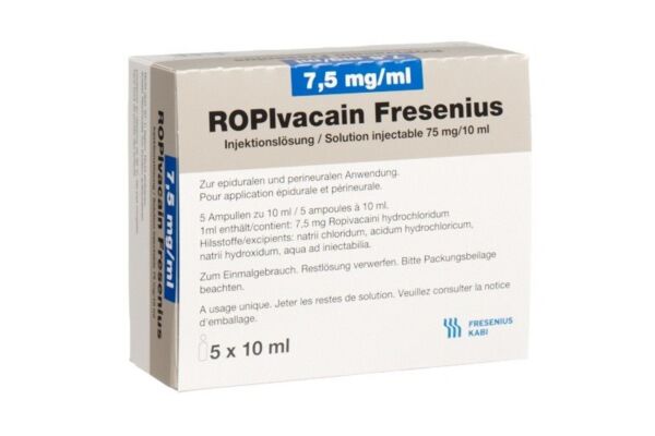 Ropivacain Fresenius sol inj 7.5 mg/ml 10ml ampoules 5 pce