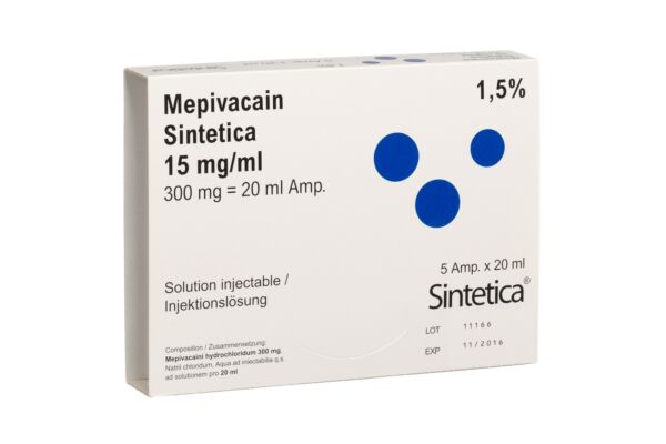 Mepivacain Sintetica Inj Lös 1.5 % 5 Amp 20 ml