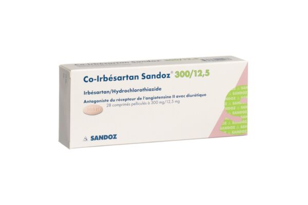 Co-Irbésartan Sandoz cpr pell 300/12.5 mg 28 pce