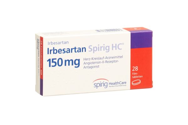 Irbésartan Spirig HC cpr pell 150 mg 28 pce