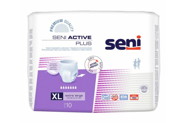 Seni Active Plus Pants Einweghosen XL atmungsaktiv Hüftumfang 120-160cm 7 Tropfen 10 Stk