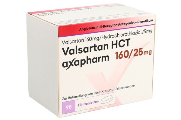 Valsartan HCT axapharm cpr pell 160/25 mg 98 pce