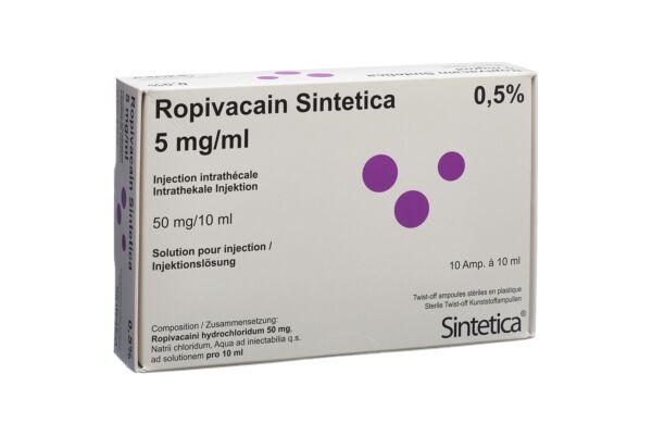 Ropivacain Sintetica sol inj 5 mg/ml 10ml ampoules 10 pce