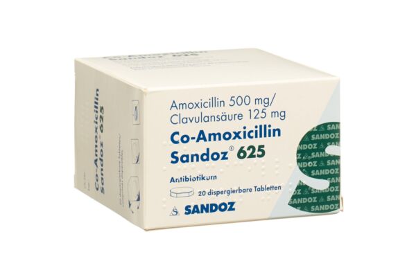 Co-Amoxicilline Sandoz cpr disp 625 mg 20 pce